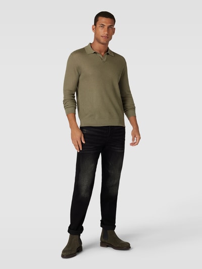Emporio Armani Longsleeve mit Polokragen Oliv 1
