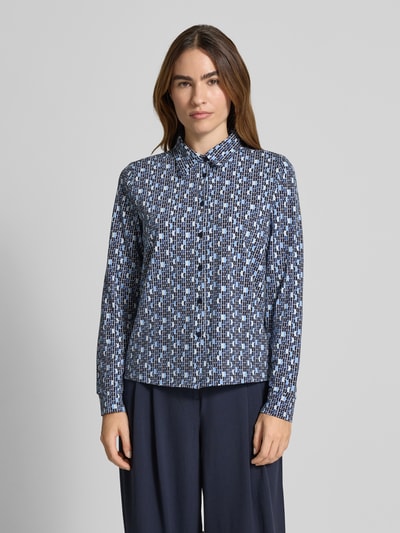 s.Oliver RED LABEL Relaxed fit blouseshirt van katoenmix Blauw - 4