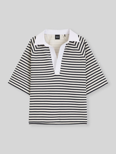 BOSS Loose Fit Poloshirt aus Baumwoll-Mix Modell 'ESSIPA_STRIPED' Marine 2
