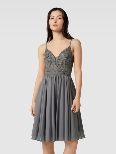 Luxuar Cocktailkleid mit Paillettenbesatz Silber 4