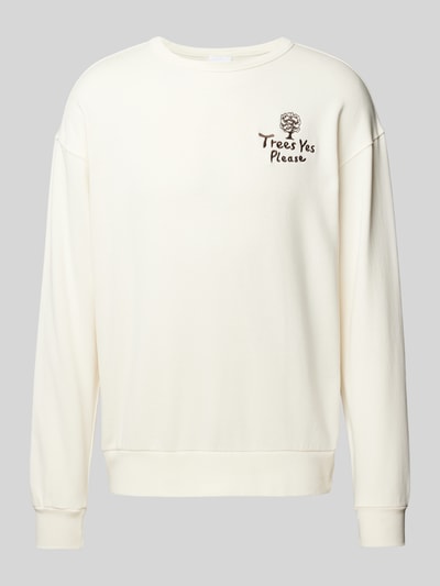 Knowledge Cotton Apparel Sweatshirt mit Label-Stitching Offwhite 1