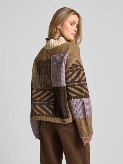 Jake*s Casual Sweter z dzianiny z prążkowanymi wykończeniami Lawendowy 5