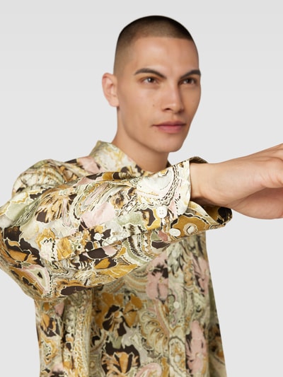 Gant Oversized Fit Freizeithemd aus Lyocell mit Allover-Muster Hellgelb 3