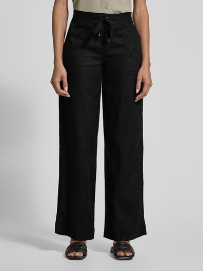 Lauren Ralph Lauren Loose fit linnen broek met elastische band, model 'JOVONIE' Zwart - 4