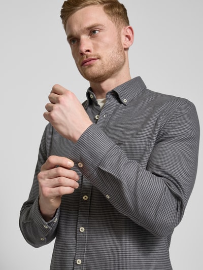 Fynch-Hatton Regular Fit Flanellhemd mit Button-Down-Kragen Anthrazit 3