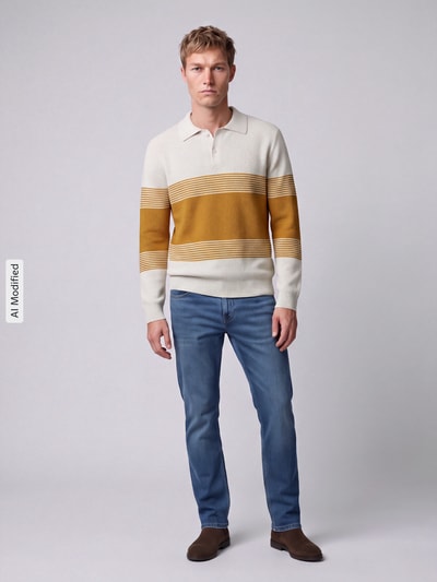 Selected Regular Fit Pullover aus reiner Baumwolle GELB 1