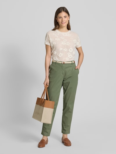 Christian Berg Woman Casual fit chino met riem Rietgroen - 1