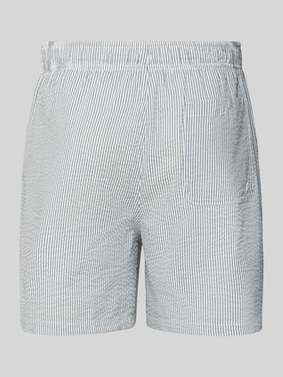 Produktfoto, Badehose mit Baumwoll-Anteil Modell 'COOPER' von SELECTED HOMME, w paski, biało-niebieska, elastyczny pas z tunelem, kieszenie