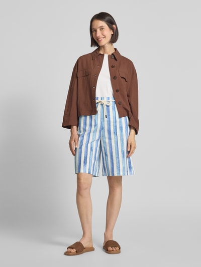 Christian Berg Woman Baggy Fit Leinenbermudas mit Bindegürtel Sky 1