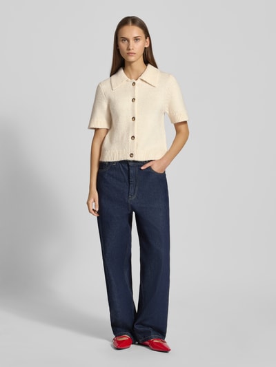 Gina Tricot Kardigan z dzianiny z rękawem o dł. 1/2 Złamany biały 1