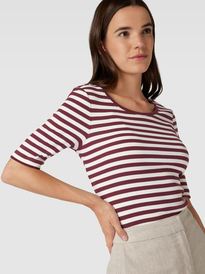 Montego T-shirt met streepmotief Bordeaux - 3