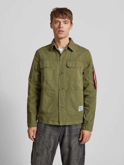 Alpha Industries Hemdjacke mit Label-Patch Oliv 4