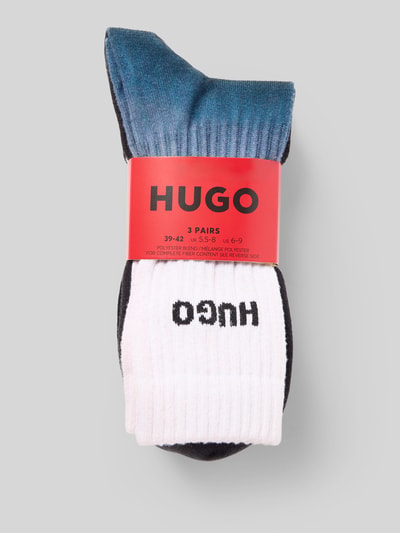 Produktfoto, Socken mit Label-Schriftzug im 3er-Pack Modell 'RIB RISING' von HUGO, Optik: unifarben, Farbverlauf, Label-Schriftzug, Bundabschluss: elastisch, Multipack: 3er-Pack.