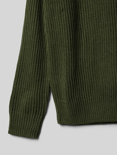 Jack & Jones Sweter z dzianiny z okrągłym dekoltem model ‘PANNEL’ Oliwkowy 2