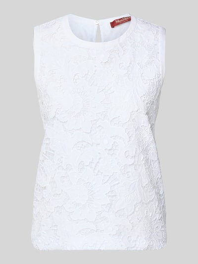 Max Mara Studio Regular Fit Bluse mit Lochstickerei Modell 'STREET' Offwhite 2