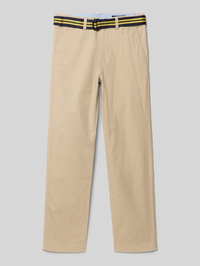 Polo Ralph Lauren Teens Straight fit chino met geïntegreerde riem, model 'Bedford' Beige - 1