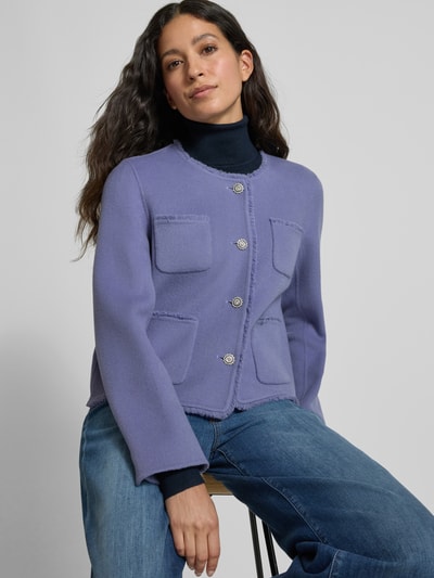 Marc Cain Regular Fit Jacke aus reiner Baumwolle mit Rundhalsausschnitt Lavender 3