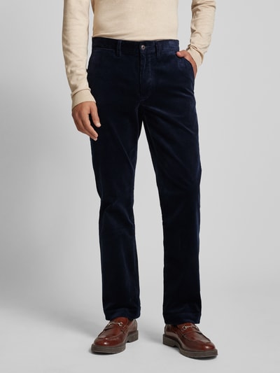 Polo Ralph Lauren Stretch straight fit corduroy broek met riemlussen, model 'BEDFORD' Marineblauw - 4