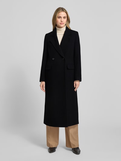 Windsor Regular fit lange jas van scheerwolmix met kasjmier Zwart - 4