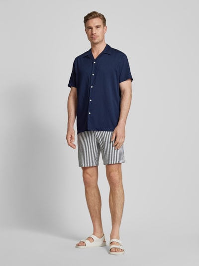 SELECTED HOMME Regular fit vrijetijdsoverhemd met all-over motief Marineblauw - 1