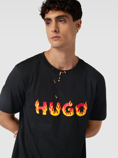 HUGO T-Shirt mit Label-Print Modell 'Danda' Black 3