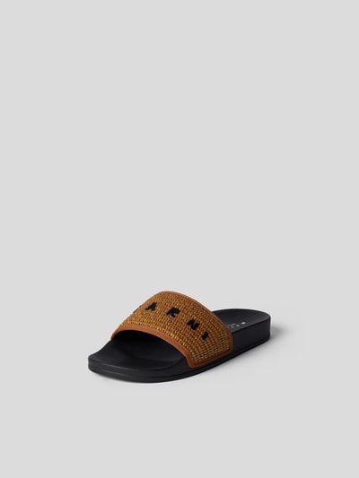 Marni Slides mit Label-Stitching Camel 2