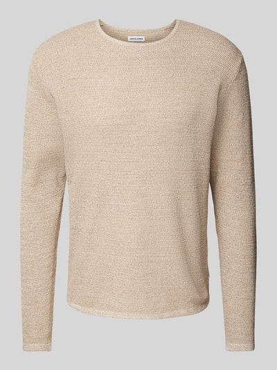 Jack & Jones Strickpullover mit gerippten Abschlüssen Modell 'GEORGE' Beige Melange 2