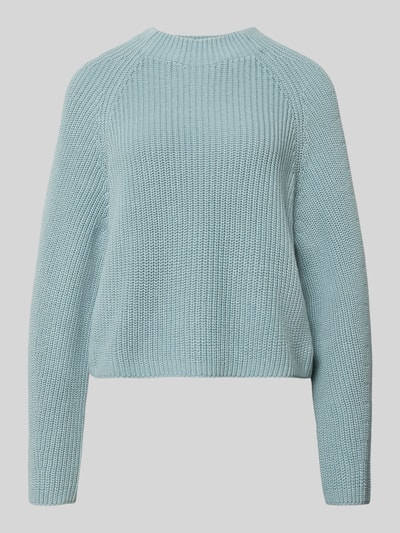 Produktfoto, Pullover mit Raglanärmeln Modell 'Ponusa' von OPUS in einfarbigem Hellblau, reine Baumwolle, grobe Strickstruktur, Rundhalsausschnitt, gerippte Abschlüsse
