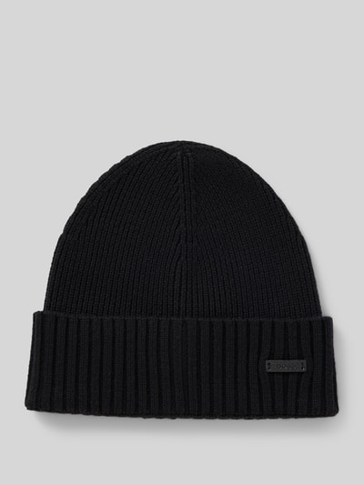 BOSS Beanie met labelbadge, model 'Fati' Zwart - 1