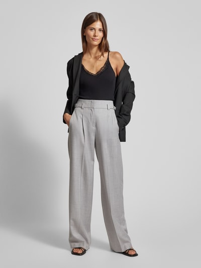 Windsor Wide leg stoffen broek met bandplooien Lichtgrijs gemêleerd - 1