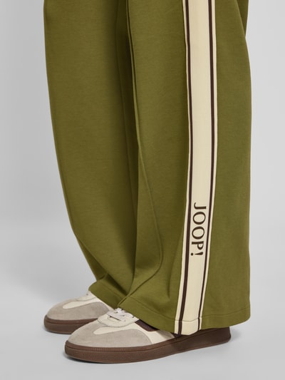 JOOP! Flared fit sweatpants met galonstrepen, model 'Talina' Donkergroen - 3