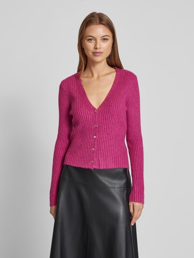 Mango Strickcardigan mit Knopfleiste und Woll-Anteil Modell 'SEEDS' Pink 4