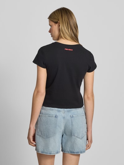 Review T-shirt met statementprint en ronde hals Zwart - 5