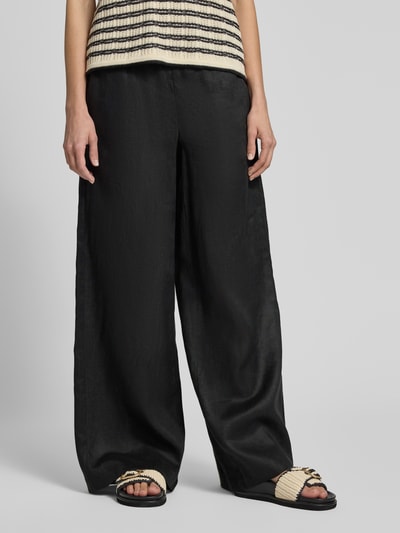ECOALF Wide Leg Leinenhose mit elastischem Bund Modell 'MOSSI' Black 4