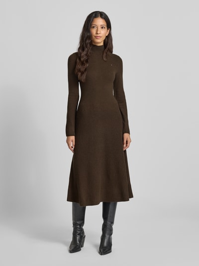 Tommy Hilfiger Regular fit vrijetijdsjurk van zuivere wol Middenbruin - 4