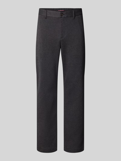 Produktfoto, Relaxed Fit Schmale Hose aus reiner Baumwolle Modell 'HARLEM' van Tommy Hilfiger, antraciet, uni, regular lengte, label stitching, zij- en achterzakken