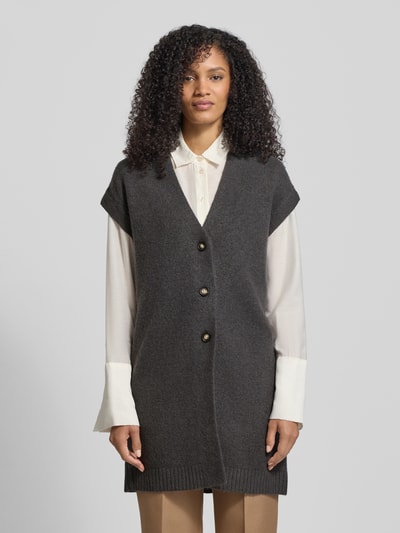 Christian Berg Woman Regular Fit Strickweste mit Woll-Anteil und V-Ausschnitt Dunkelgrau 4