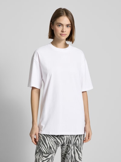 Review Oversized T-Shirt mit geripptem Rundhalsausschnitt Weiss 4