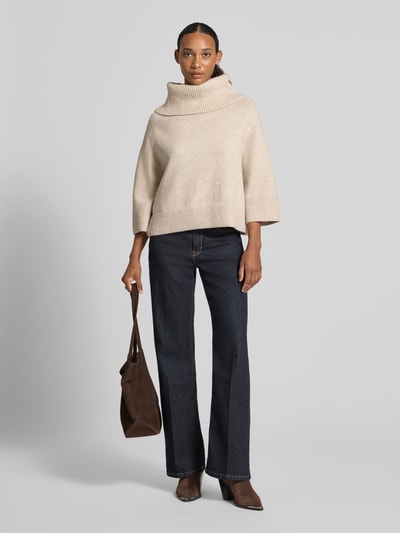 COMMA Rollkragenpullover mit Raglanärmeln Sand 1