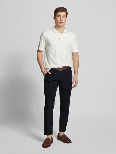 Strellson Tapered fit bandplooibroek met structuurmotief, model 'Lui' Marineblauw - 1