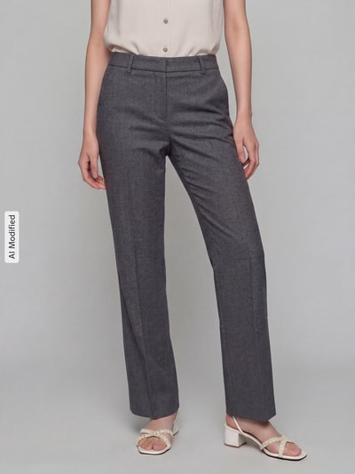 SEDUCTIVE regular fit chino van wolmix met viscose, model 'LUCA' Donkergrijs gemêleerd - 4