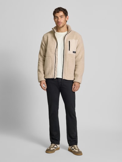 Tom Tailor Denim Regular Fit Teddyfell-Jacke mit Stehkragen Beige 1