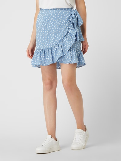 Only Minirok in wikkellook, model 'ONLOLIVIA AOP WRAP SKIRT' Lichtblauw - 4