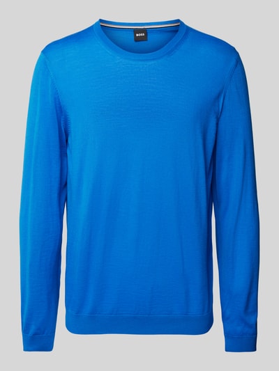 BOSS Wollpullover aus Schurwolle mit Label-Detail Modell 'Leno' Blau 2