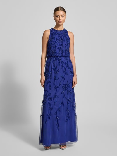 Adrianna Papell Avondjurk met kralen en pailletten Koningsblauw - 4