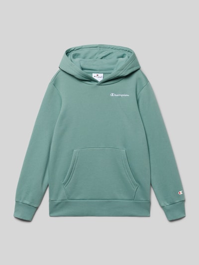 CHAMPION Hoodie met labelstitching en kangoeroezak Lindegroen - 1