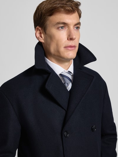 Matinique Lange jas van wolmix, model 'BURNLEY' Marineblauw - 3