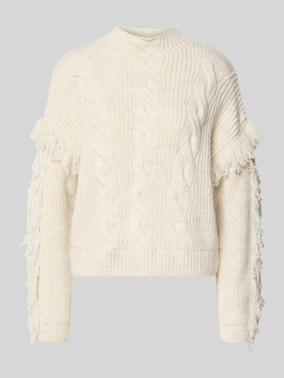 Only Sweter z dzianiny o kroju regular fit z frędzlami model ‘HOLLY’ Złamany biały 2