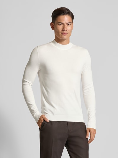 HUGO Regular fit gebreide pullover van viscosemix, model 'SAN MARC' Offwhite - 4