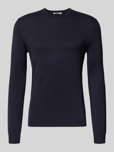 Produktfoto, dunkelblauer Regular Fit Pullover aus Viskose-Mix Modell 'WYLER' von ONLY & SONS, glatte Textur, Herren Pullover